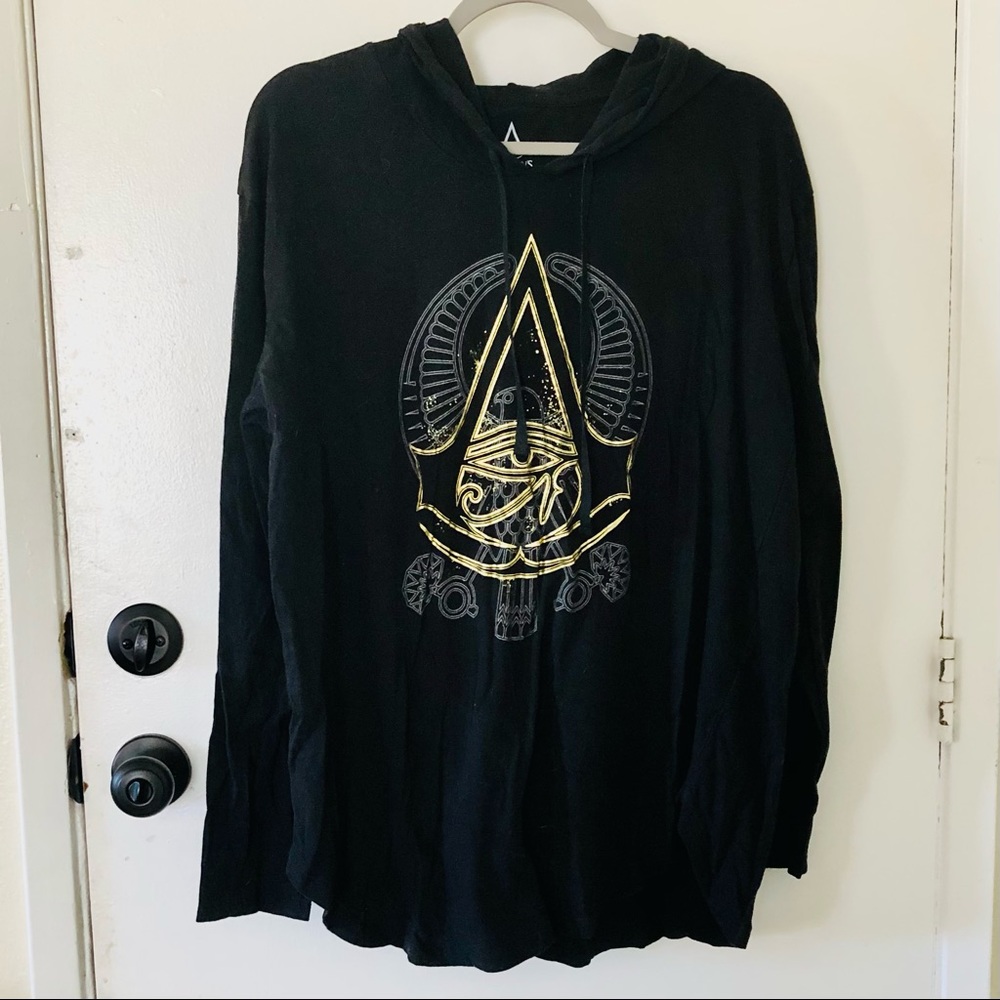 Assassin's Creed Origins Loot Crate Wear Hooded Pullover Long TShirt Black LARGE